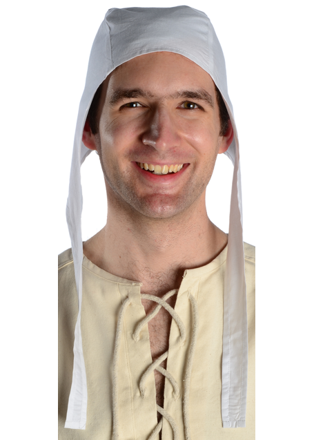 Mittelalter Kappe Reginbald white (Set) Frontansicht