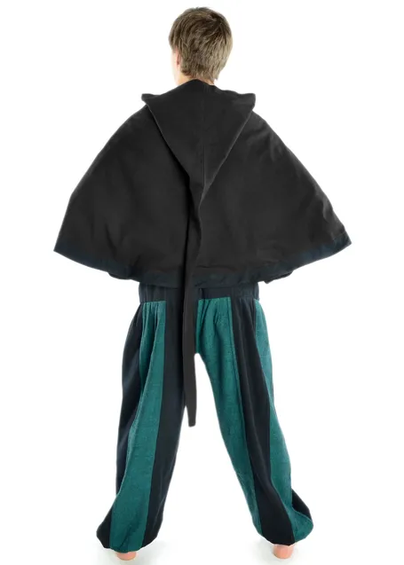 Mittelalter Pelerine Laurin in Schwarz Rückansicht