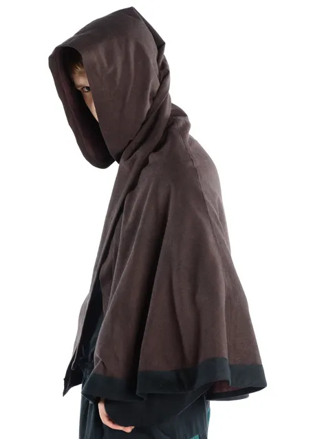 Mittelalter Pelerine Laurin in Braun Seitenansicht