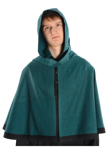 Mittelalter Pelerine Laurin in Grün Frontansicht