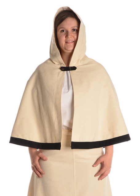 Mittelalter Pelerine Gerutha in Beige Frontansicht