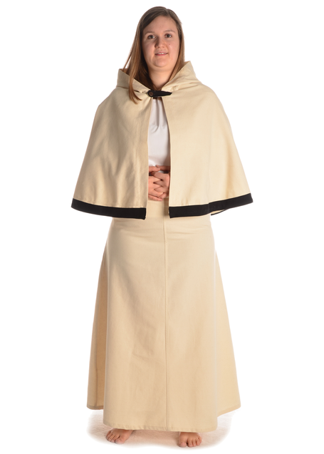 Mittelalter Pelerine Gerutha in Beige Frontansicht 4