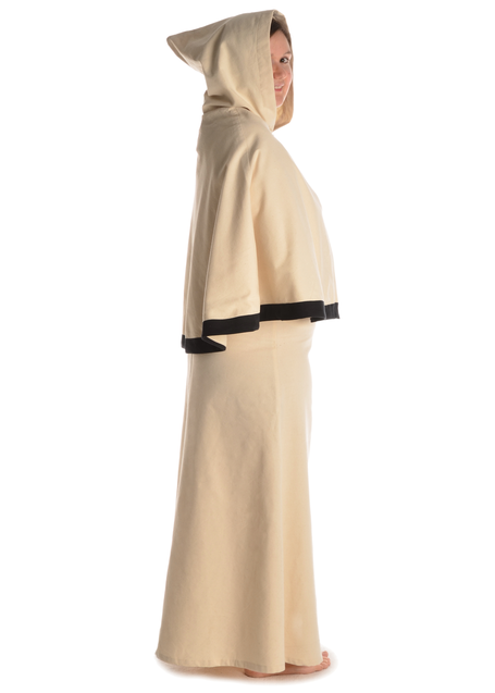 Mittelalter Pelerine Gerutha in Beige Seitenansicht 2
