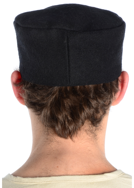 Mittelalter Kappe Machorel in Schwarz Rückansicht