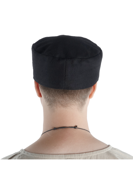 Mittelalter Kappe Machorel in Schwarz Rückansicht 2