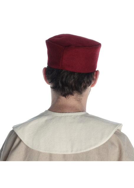 Mittelalter Kappe Machorel in Rot Rückansicht