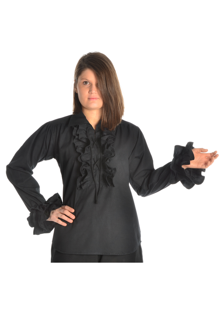 Mittelalter Bluse Siegelind in Schwarz Frontansicht