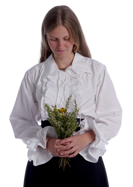 Mittelalter Bluse Siegelind in Weiß Frontansicht 4