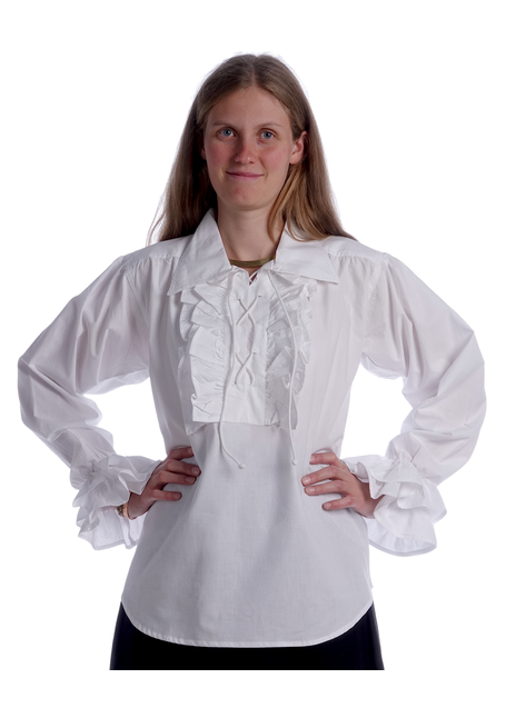 Mittelalter Bluse Siegelind in Weiß Frontansicht 5
