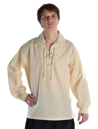 Mittelalter Schnürhemd Askalon in Beige Frontansicht