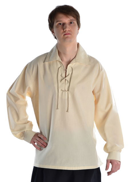 Mittelalter Schnürhemd Askalon in Beige Frontansicht