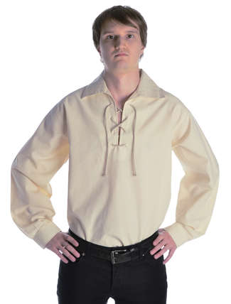 Mittelalter Schnürhemd Askalon in Beige Seitenansicht