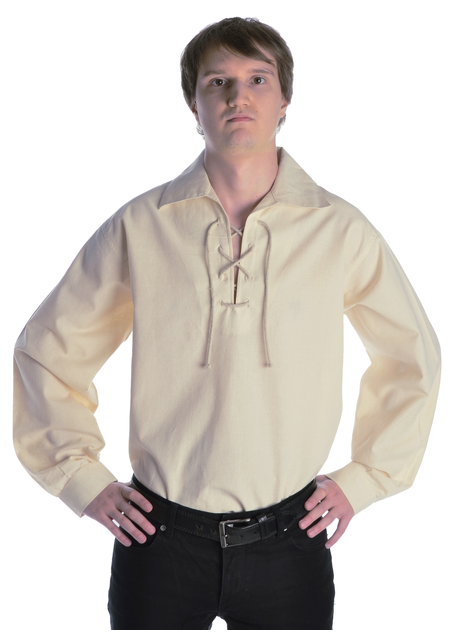 Mittelalter Schnürhemd Askalon in Beige Seitenansicht
