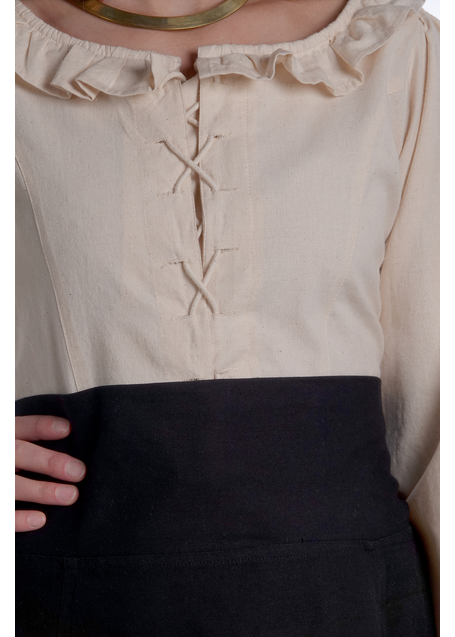Mittelalter Bluse Hilde in Beige Detailansicht