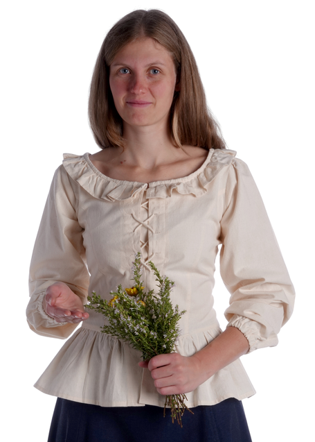 Mittelalter Bluse Hilde in Beige Frontansicht