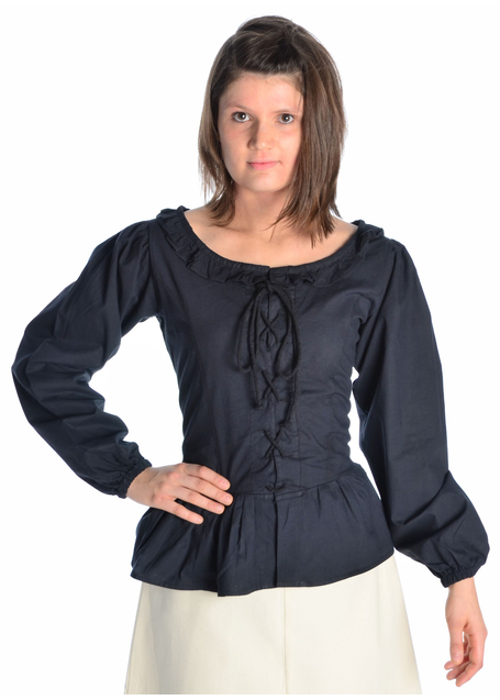 Mittelalter Bluse Hilde in Schwarz Frontansicht
