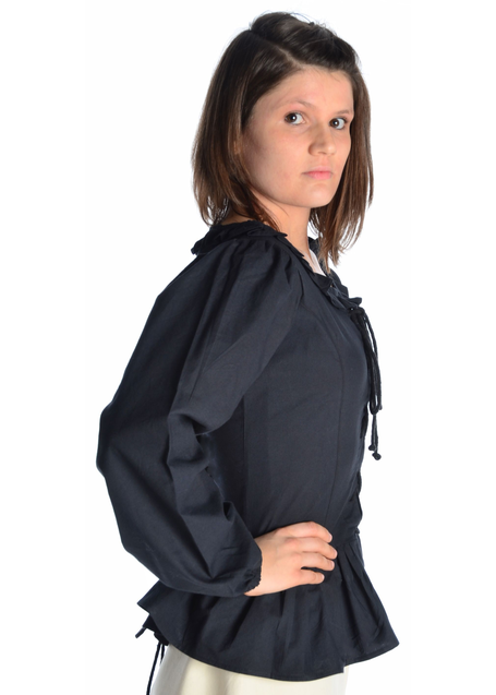 Mittelalter Bluse Hilde in Schwarz Seitenansicht