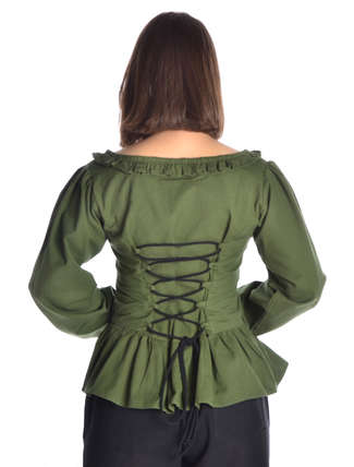 Mittelalter Bluse Hilde in Grün Rückansicht