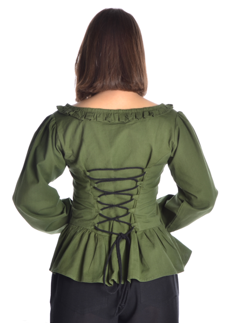 Mittelalter Bluse Hilde in Grün Rückansicht