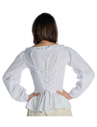 Mittelalter Bluse Hilde in Weiß Rückansicht