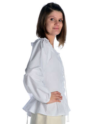 Mittelalter Bluse Hilde in Weiß Seitenansicht