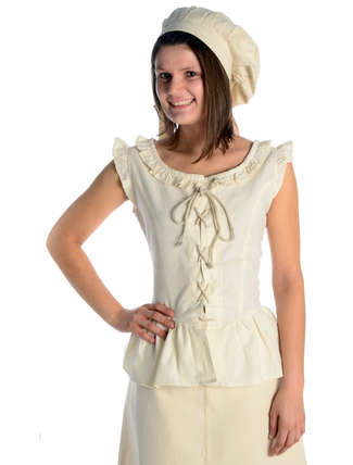 Mittelalter Bluse Kudrun in Beige Frontansicht