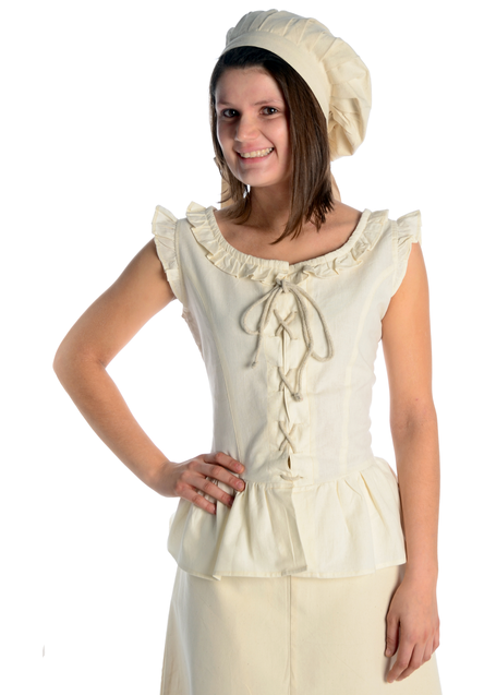 Mittelalter Bluse Kudrun in Beige Frontansicht