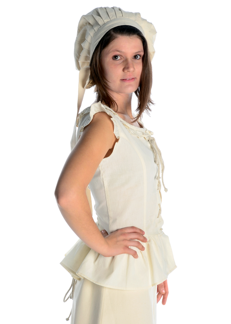 Mittelalter Bluse Kudrun in Beige Seitenansicht