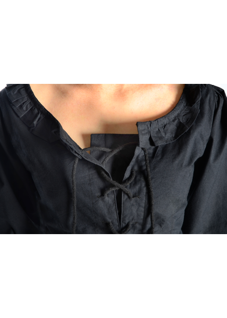 Mittelalter Bluse Kudrun in Schwarz Detailansicht