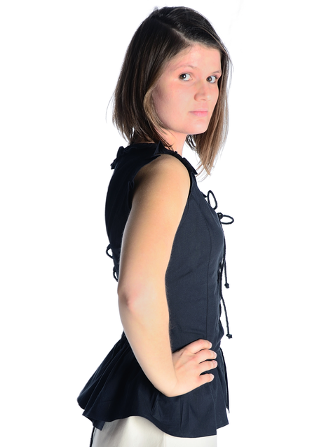 Mittelalter Bluse Kudrun in Schwarz Seitenansicht