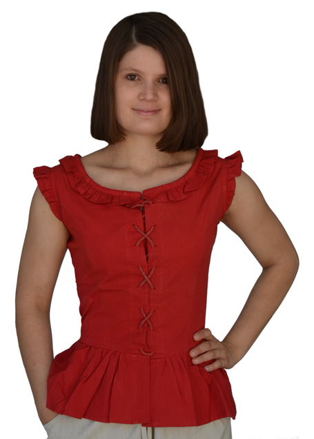 Mittelalter Bluse Kudrun in Rot Frontansicht