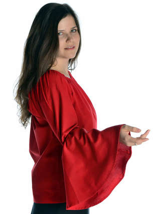 Mittelalter Bluse Ute in Rot Seitenansicht