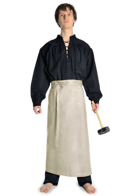 Mittelalter Schürze Ortwin in Beige Frontansicht
