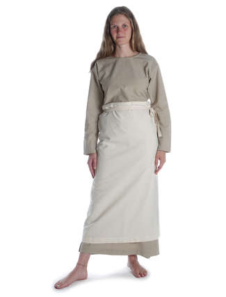 Mittelalter Schürze Flurdamurs in Beige Frontansicht