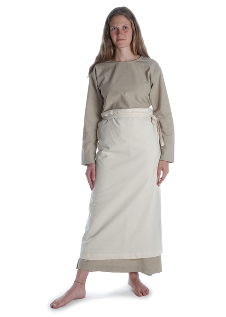Mittelalter Schürze Flurdamurs in Beige Frontansicht