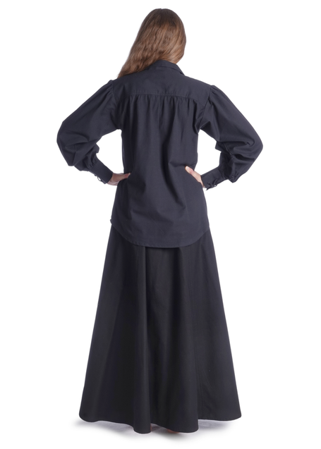 Mittelalter Bluse Hildburg in Schwarz Rückansicht 2