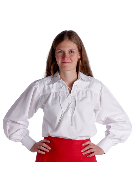 Mittelalter Bluse Hildburg in Weiß Frontansicht