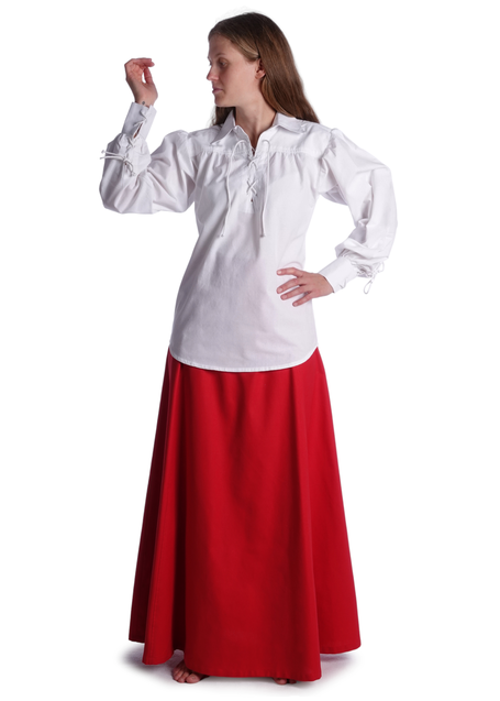 Mittelalter Bluse Hildburg in Weiß Frontansicht 4