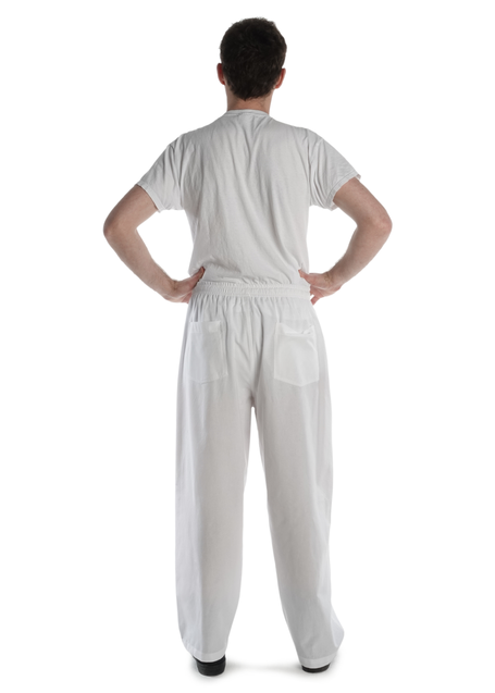Mittelalter Hose Gurmun in Weiß Rückansicht