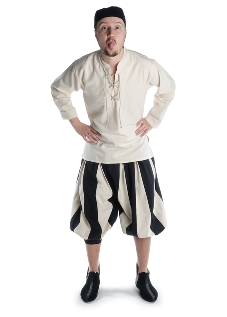 Landsknecht Hose Morold in Schwarz-Beige Frontansicht