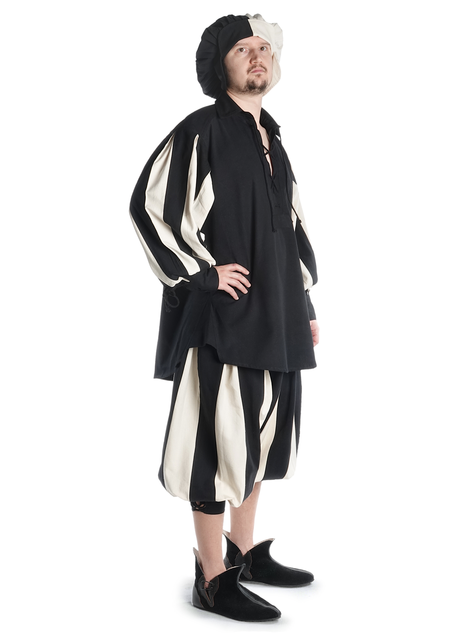 Landsknecht Hose Morold in Schwarz-Beige Seitenansicht