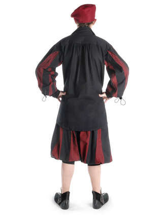 Landsknecht Hose Morold in Schwarz-Rot Rückansicht 3
