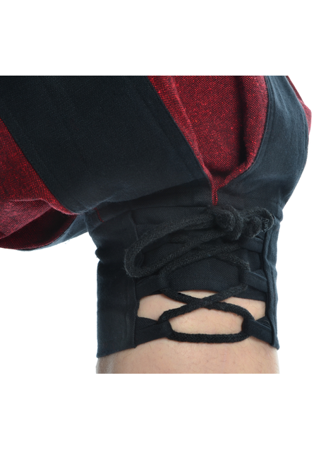 Landsknecht Hose Morold in Schwarz-Rot Detailansicht