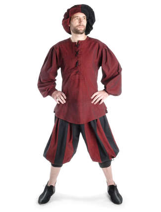 Landsknecht Hose Morold in Schwarz-Rot Frontansicht 2