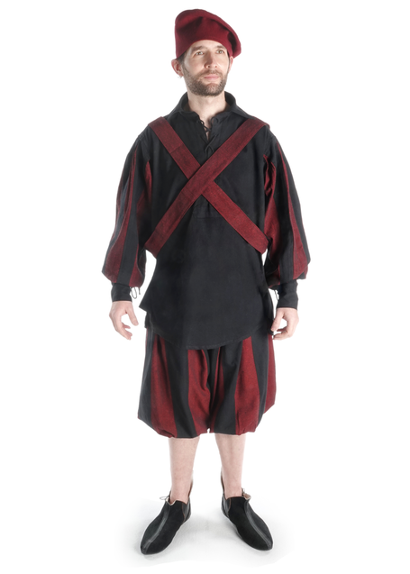 Landsknecht Hose Morold in Schwarz-Rot Frontansicht 4