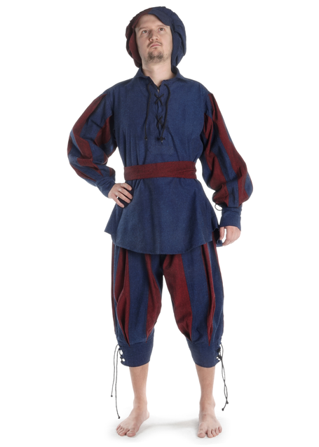 Landsknecht Hose Morold in Blau-Rot Frontansicht 4