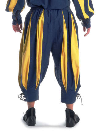 Landsknecht Hose Morold in Blau-Gelb Rückansicht 2