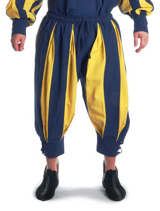 Landsknecht Hose Morold in Blau-Gelb Frontansicht 2
