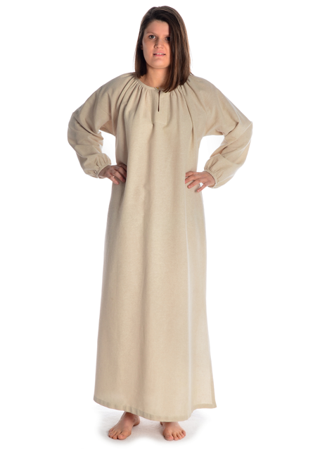 Wikinger Kleid Verandi in Hanffarben Frontansicht