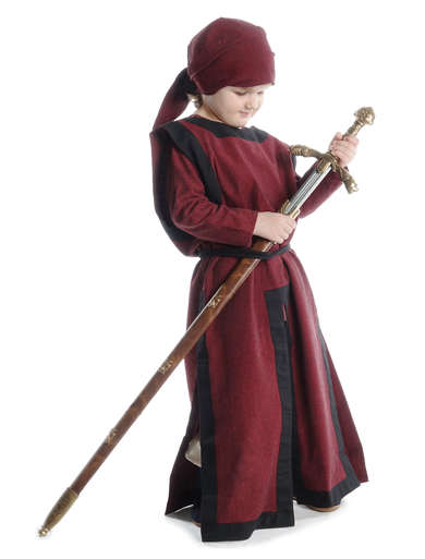 Mittelalter Kopftuch Albewin in Rot Frontansicht